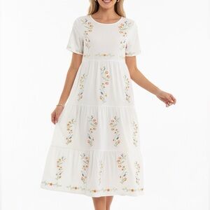 WHITE FLORAL COASTAL COWGIRL DRESS